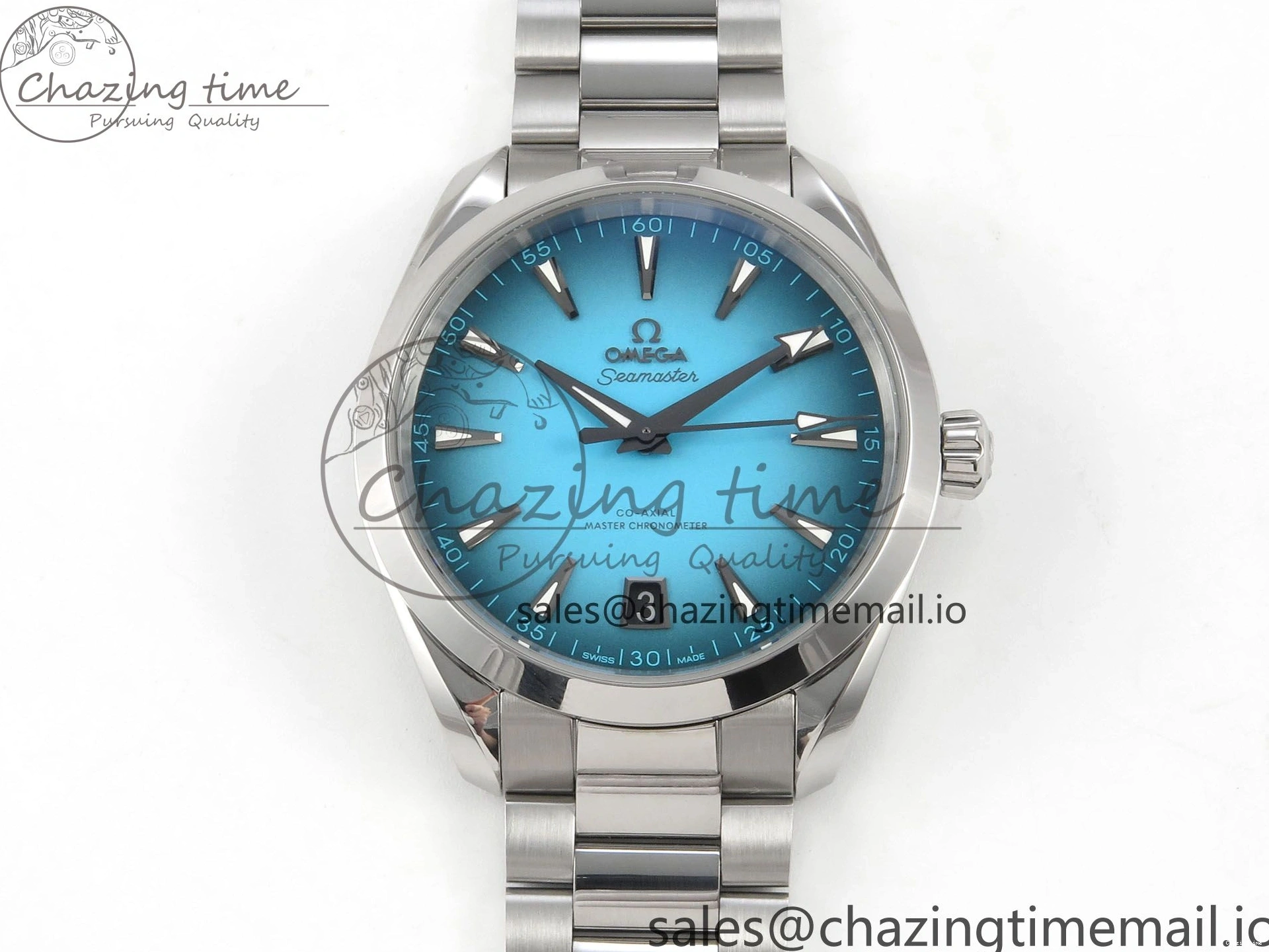 0102 Efficient Seamaster 150M SS VSF 1:1 Best Edition Turquoise Blue Dial on SS Bracelet A8900 Super Clone 7661